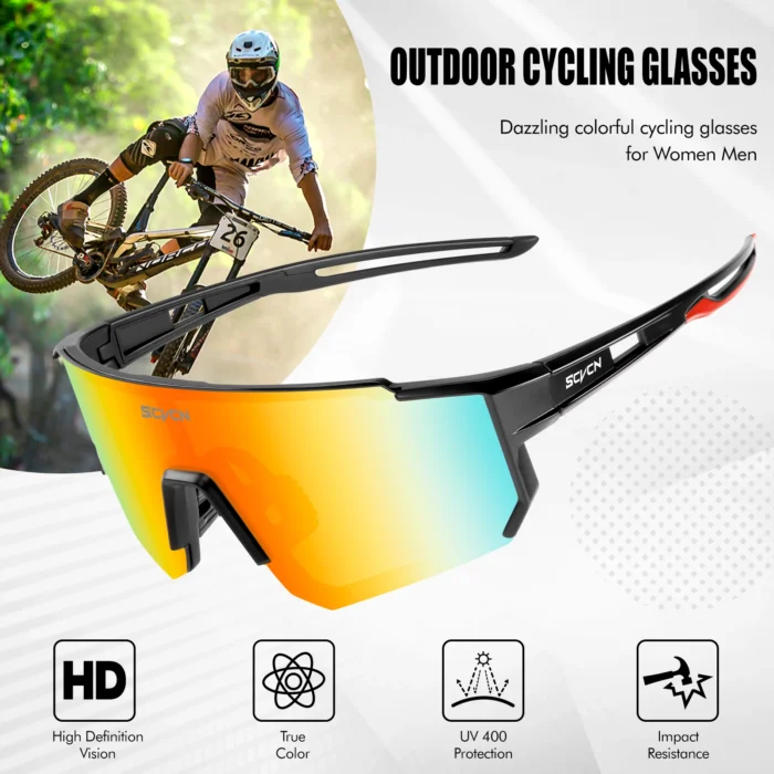 SCVCN Fashion Sunglasses for Men Sport Cycling Glasses Bike Bicycle Hiking Camping Golf UV400 Protection Glasses Women Baseball - Image 3