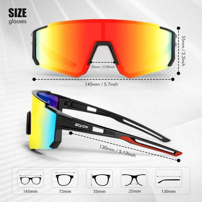 SCVCN Fashion Sunglasses for Men Sport Cycling Glasses Bike Bicycle Hiking Camping Golf UV400 Protection Glasses Women Baseball - Image 5